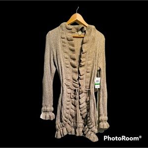 Debbie Morgan Ruffle Cardigan Sweater SZ (L) NWT